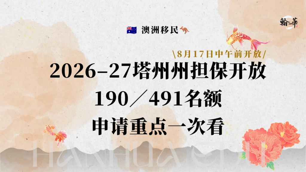 2026–27塔州州担保开放 190／491名额 申请重点一次看